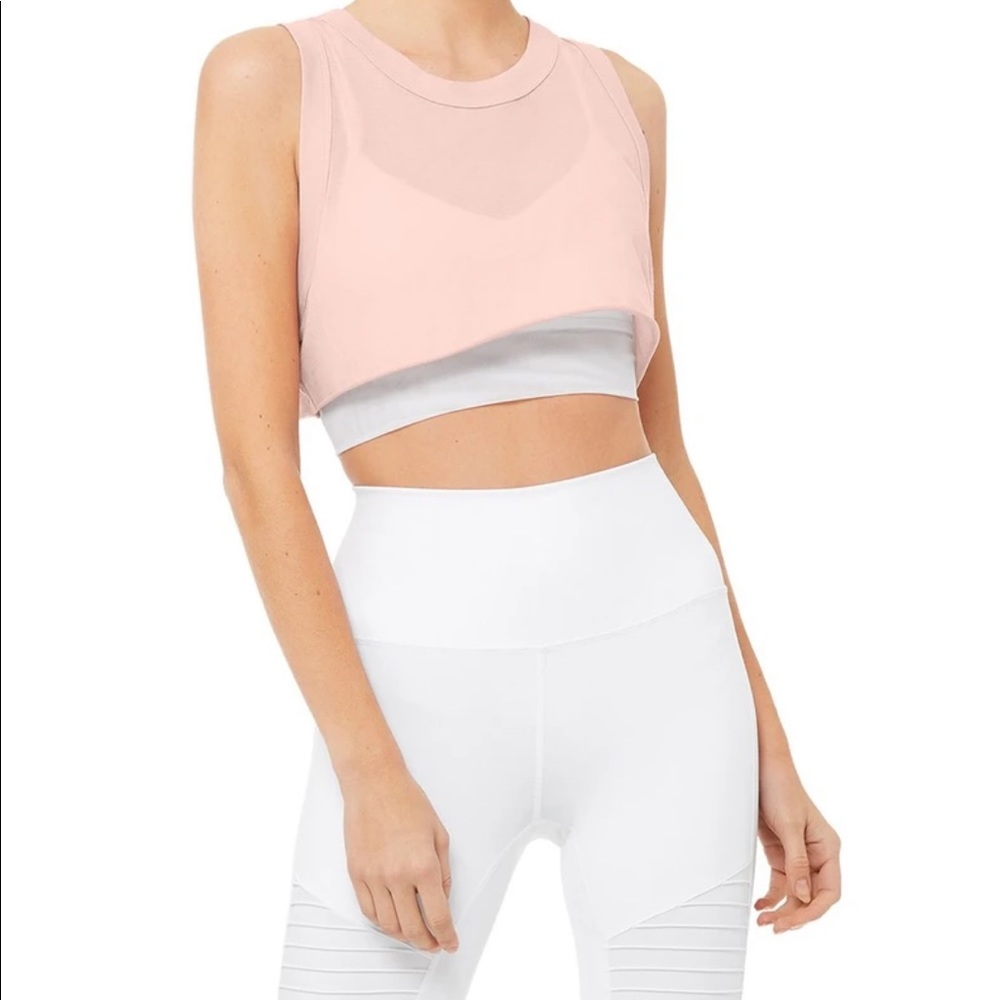 Alo Inspire cropped tank pink mauve XS